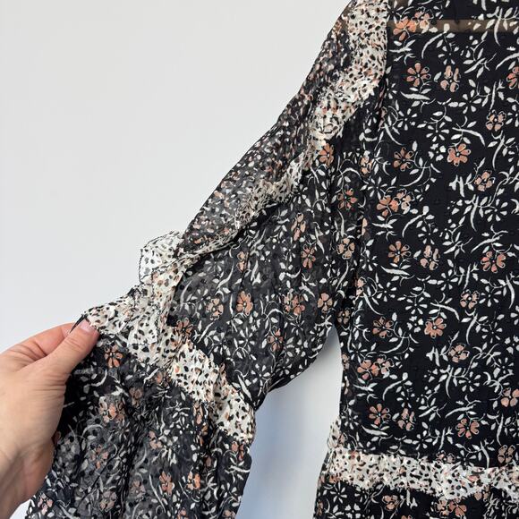 ULLA JOHNSON Essie Floral Ruffle Silk Dress Size 8 - Picture 8 of 9